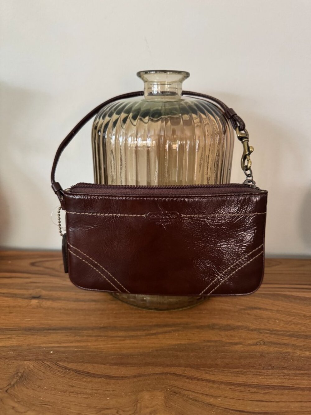 Coach Brown Patent Leather Wristlet - Like New